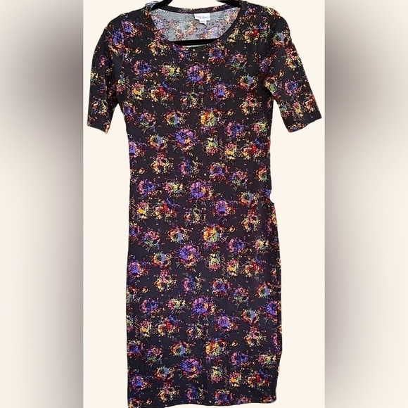LULAROE Black Color Splash Julia Dress, Size X-Small, GUC. - Picture 1 of 7